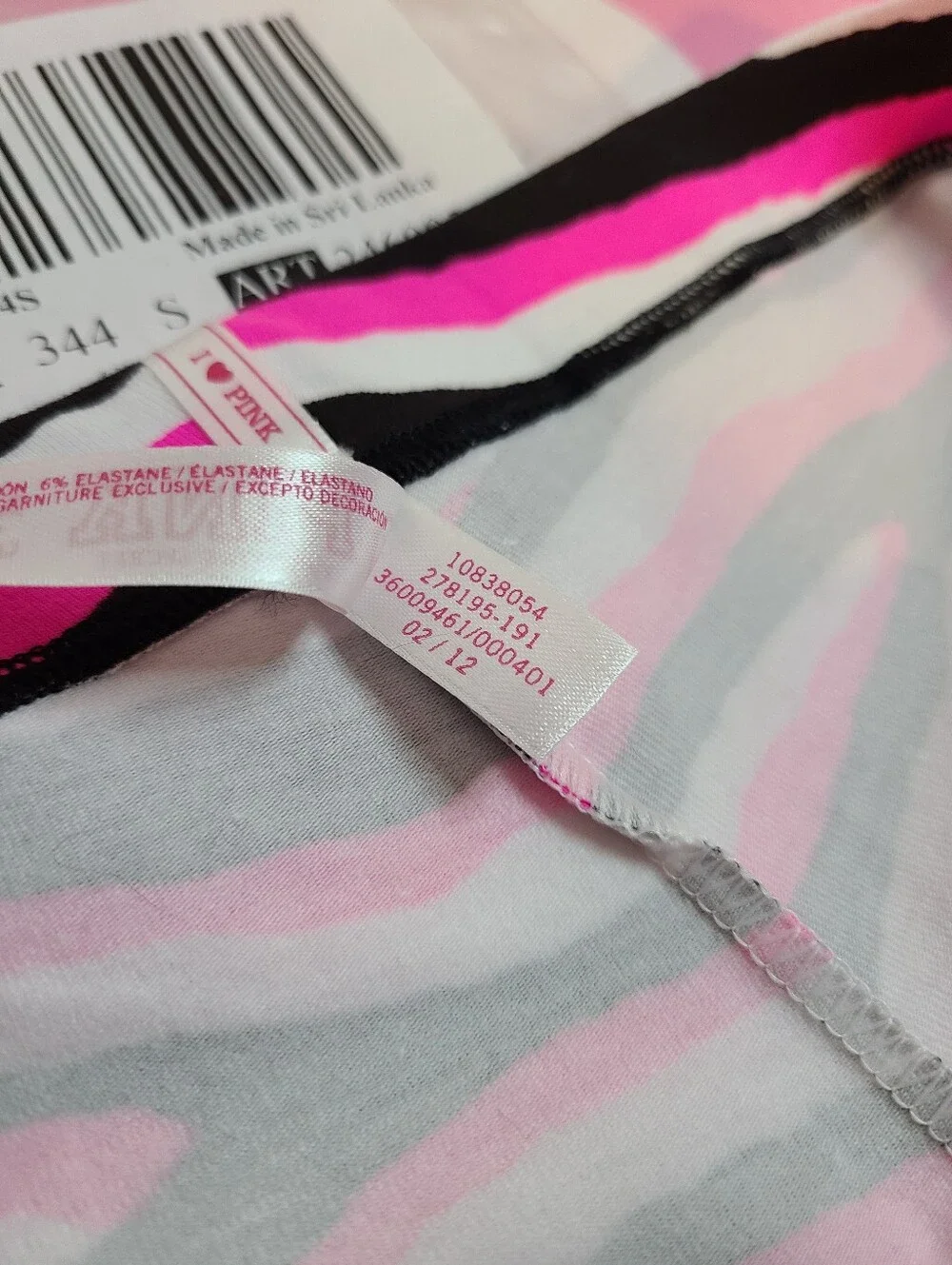 VTG VS PINK Graphic Cotton Ruched Bow Low Rise Boyshort Panty Size Sm